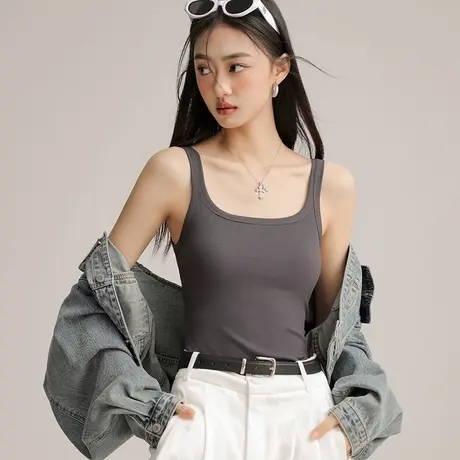美背吊带小背心女士带胸垫一体式内衣薄款内搭打底上衣可外穿夏季商品大图