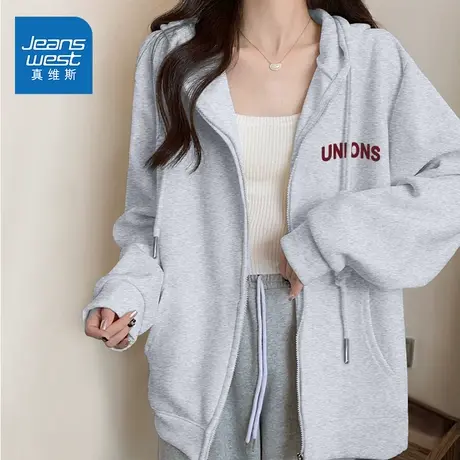 NOE真维斯开衫外套女2025新款秋冬季爆款青少年休闲连帽卫衣女商品大图