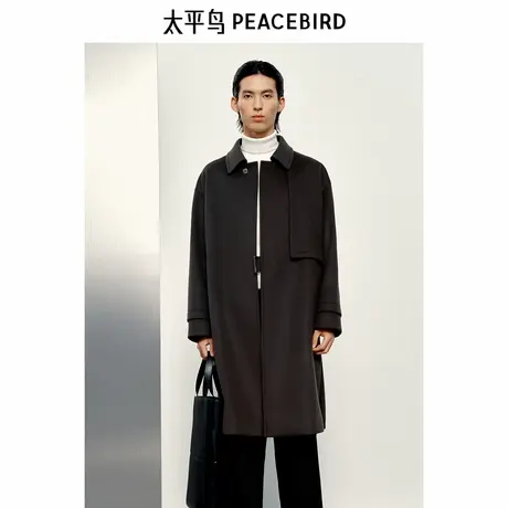 【商场同款】太平鸟男装羊毛双面呢中长款大衣冬季外套B1AAE4506商品大图
