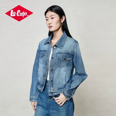 Lee Cooper纯棉牛仔外套女2025新款设计感小众宽松翻领夹克外套商品大图
