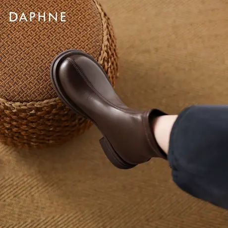 达芙妮粗跟短靴女2025新款秋冬弹力瘦瘦靴厚底马丁靴切尔西靴子女商品大图