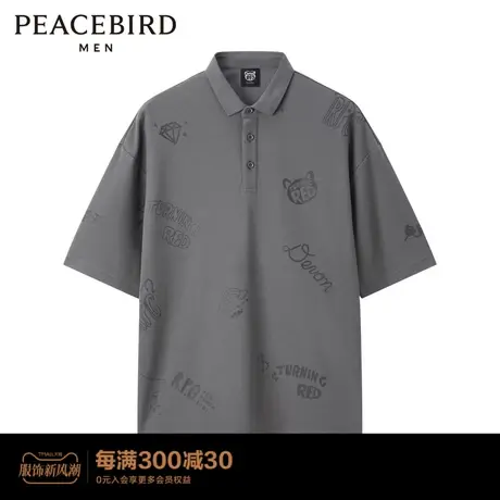 【美美联名系列】太平鸟男装 潮流宽松卡通满印短袖PoloB3DBD2219图片
