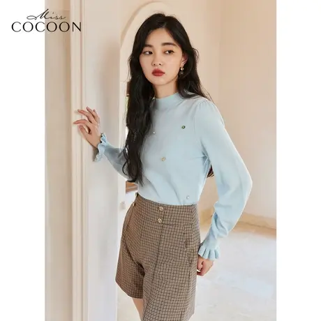 missCOCOON法式羊毛针织衫女2023新款春秋季圆领套头宽松洋气毛衣商品大图