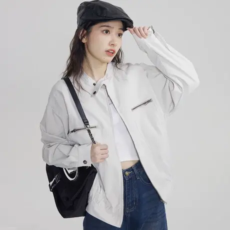 尔给高街小个子美式复古高级感超好看运动夹克外套女春秋2023新款商品大图