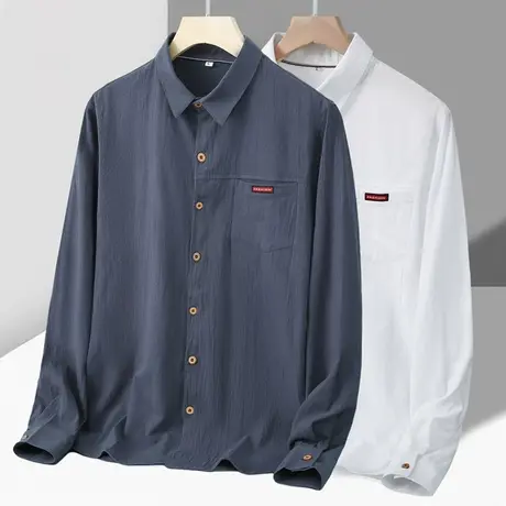 纯棉衬衫男长袖夏季薄外套男士春秋款休闲宽松衬衣服男生潮流寸衫图片