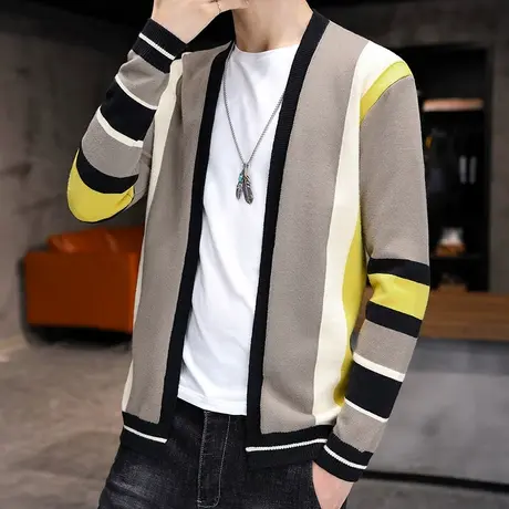 男士外套2023秋季新款男装薄款夹克韩版帅气休闲针织衣服时尚潮流图片