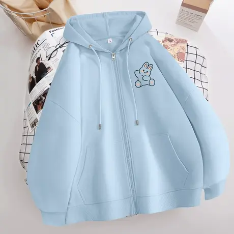 开衫连帽卫衣女2023秋季新款爆款外套小个子韩系慵懒风薄上衣外套商品大图