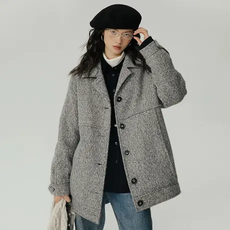 omont蛋挞家 羊羔毛绗棉棉服女秋冬2023新款oversize夹棉厚外套图片