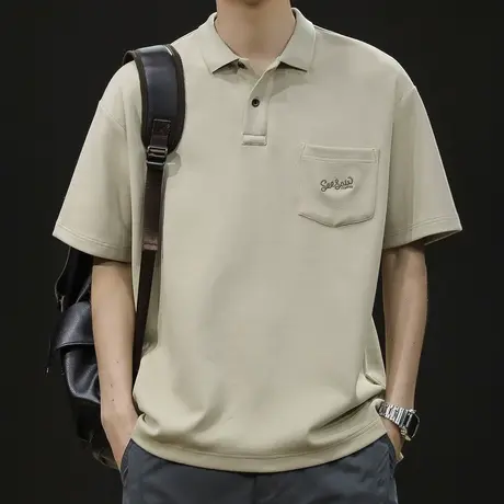 POLO衫男短袖t恤男士夏季宽松大码男装潮牌2024新款重磅300g体恤商品大图