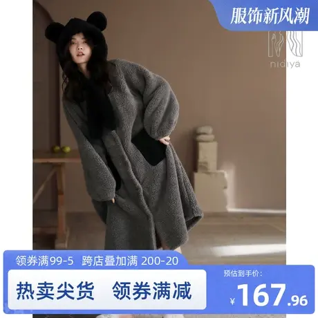 妮狄娅新款睡衣睡袍女冬季珊瑚绒长袖简约连帽围脖加厚保暖家居服商品大图