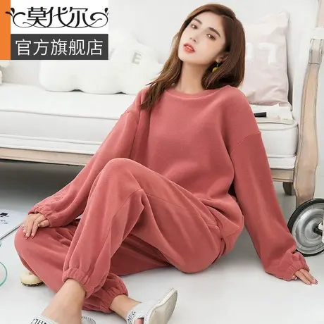 珊瑚绒睡衣女秋冬季2021年新款可爱外穿法兰绒套装套头家居服加厚商品大图