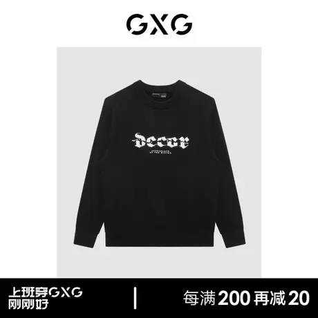 GXG男装商场同款绿意系列黑色低领毛衫2022年冬季新品商品大图