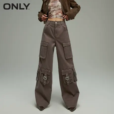 ONLY奥莱2023冬季新款时尚百搭高腰显瘦阔腿工装休闲裤女商品大图