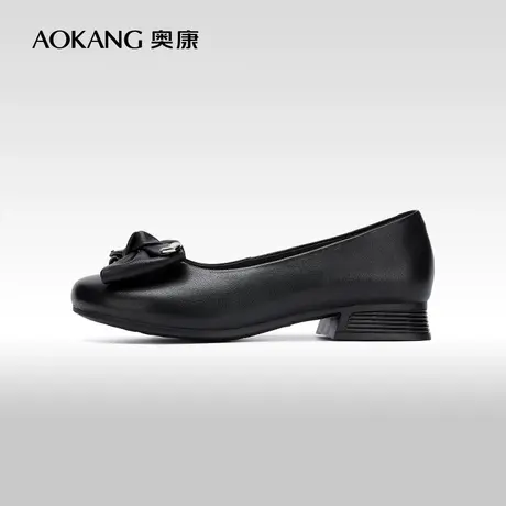 【门店发货】奥康女鞋 新款甜美蝴蝶结浅口单鞋小方头图片