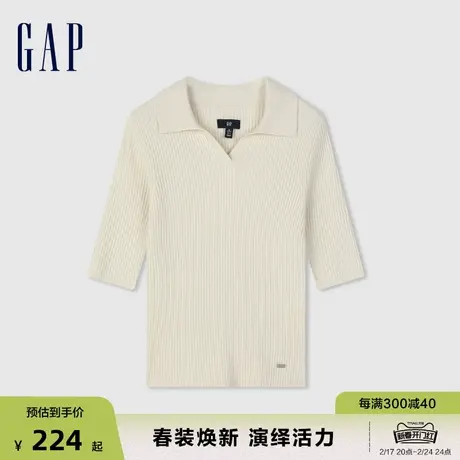 Gap女装2024春季新款cashsoft软糯亲肤针织衫polo领毛衣406285图片