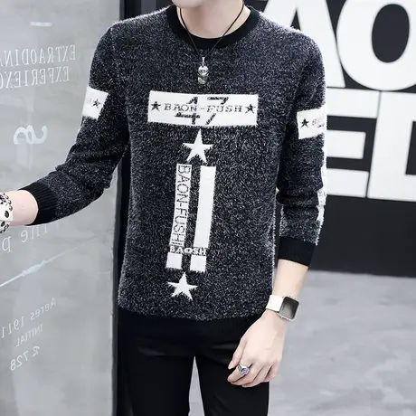 毛衣男士青年针织打底衫线衣毛衫加绒加厚冬季保暖韩版2023新款装商品大图