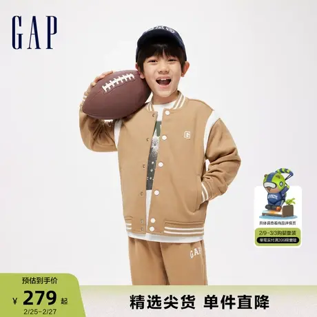 Gap男幼大童2024春季新款小熊大G针织夹克外套大小童同款棒球服商品大图