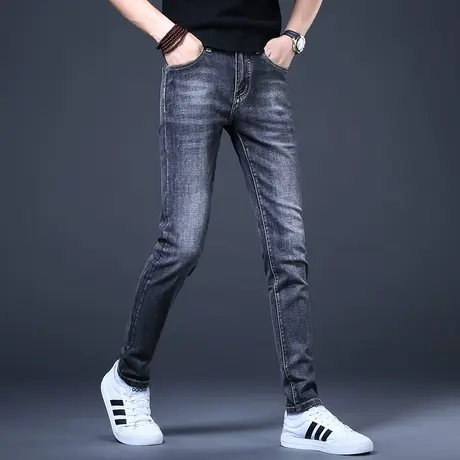 弹力牛仔裤男款潮流2023新款秋冬加绒裤子男修身小脚休闲高端潮牌图片