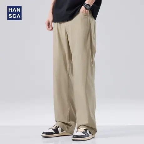 hansca复古宽松直筒休闲裤男春季新款日系纯色户外百搭垂感长裤子商品大图