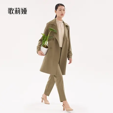 歌莉娅秋冬新款高级感可机洗精纺羊毛风衣中长款外套女1A8L6L150图片