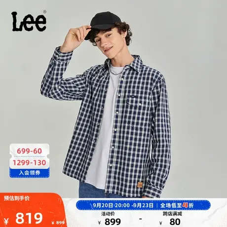 Lee商场同款23秋冬新品101+舒适格纹男长袖衬衫休闲LMT006295201图片