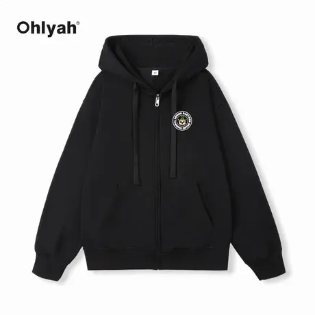 Ohlyah小猴子印花街头潮牌连帽开衫拉链重磅卫衣无性别宽松外套商品大图