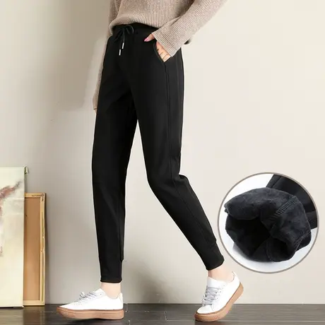 休闲裤运动裤女宽松束脚加绒秋季新款百搭纯棉卫裤潮秋冬显瘦哈伦图片