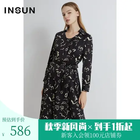 恩裳2023春款新款高级舒适人棉印花宽松休闲易打理连衣裙图片