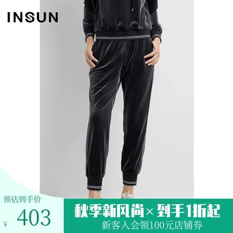 恩裳2023早春新品休闲时尚百搭亲肤触感丝绒小脚休闲裤女图片