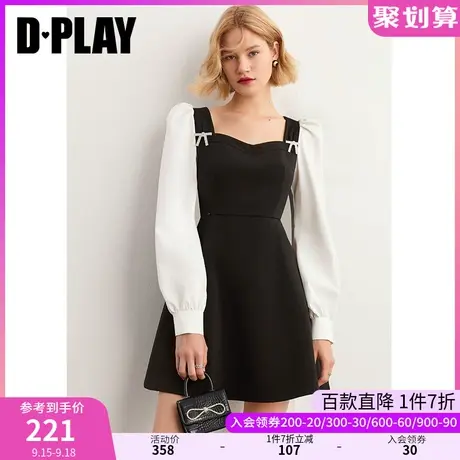 DPLAY德帕拉秋装季复古宫廷领高腰显瘦连衣裙赫本风绝美黑裙图片