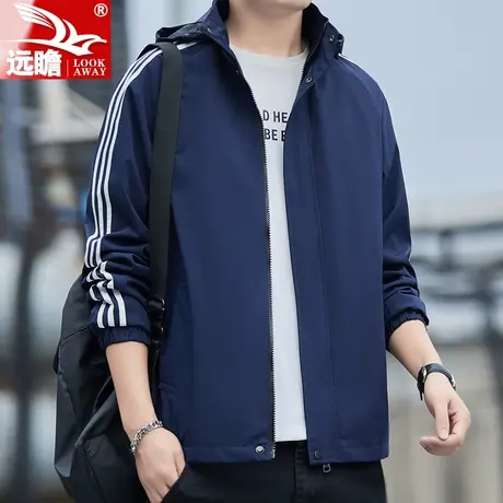 春秋季男士夹克2023年新款连帽外套宽松舒适百搭潮牌男装休闲上衣商品大图