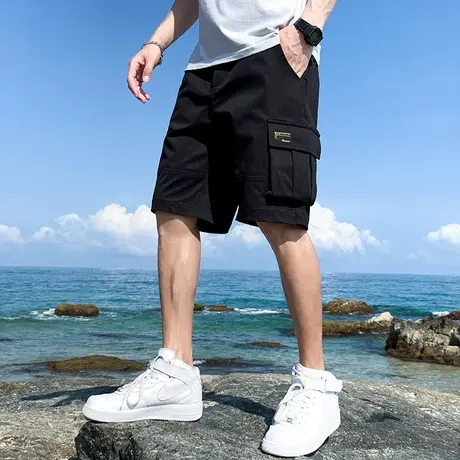纯棉工装短裤男士夏季休闲运动沙滩五分裤潮流外穿宽松七分中裤子商品大图
