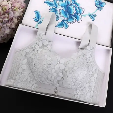 内衣女无钢圈无海绵文胸大码收副乳聚拢调整型上托性感胸罩超薄款图片