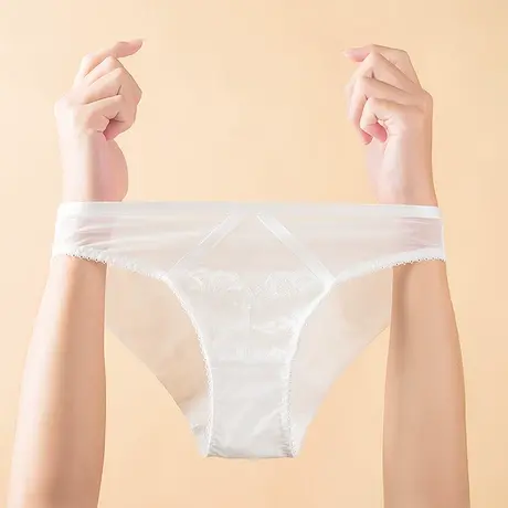 白色蕾丝纯欲女士三角裤内裤低腰透明薄款无痕女火辣情调内衣裤商品大图