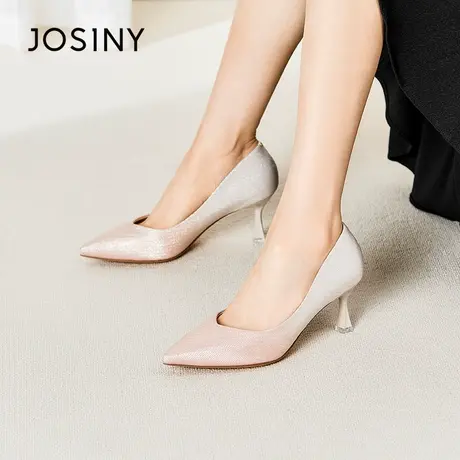 Josiny/卓诗尼高跟婚鞋2023秋季新款法式尖头气质配裙子新娘女鞋商品大图