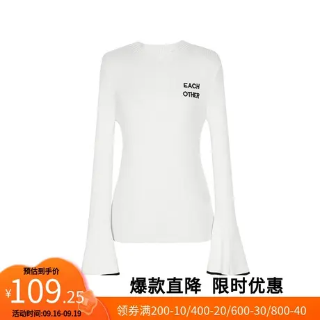 【艾格】2022夏季新款女装字母刺绣超长散口袖好搭韩版宽松针织衫图片