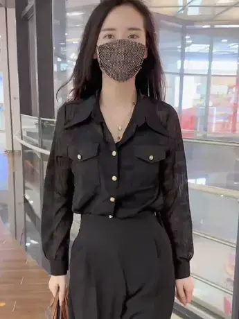 2023秋季新款气质设计感洋气拼接显瘦百搭衬衫上衣微透性感衬衣潮商品大图