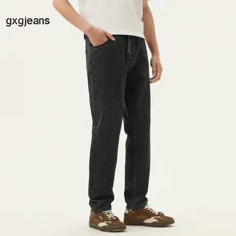 gxg.jeans男装 黑灰复古水洗宽松锥形时尚牛仔长裤男 25年春新品图片