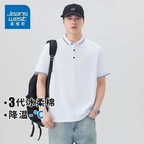KZH真维斯重磅短袖POLO衫男夏季薄款宽松速干上衣日系翻领休闲T恤商品大图