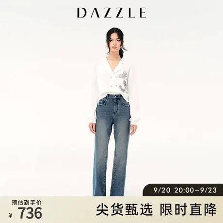 DAZZLE迪士尼米奇系列 地素奥莱春西装领绣珠片针织衫女2E1E4651B商品大图
