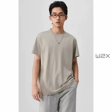 w2x夏季莱赛尔天丝冰凉感自降温科技面料短袖T恤纯色百搭休闲体恤商品大图