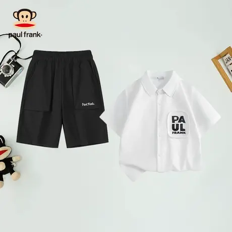 大嘴猴童装儿童夏装套装男童衬衫短袖中大童上衣短裤小男孩两件套图片