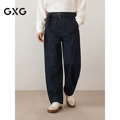 GXG男装  经典不易褪色宽松腰绳设计直筒牛仔长裤 2025秋季新品商品大图