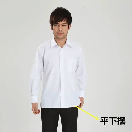 新品正品啄木鸟男士长袖平下摆衬衫 男装平行下摆直筒宽松衬衣商品大图