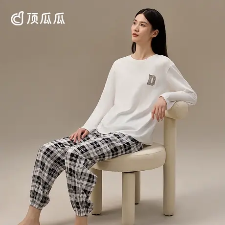 顶瓜瓜睡衣女纯棉春秋季薄款长袖宽松可外穿家居服套装女款商品大图