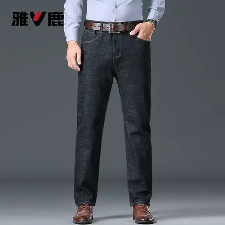 雅鹿男士厚款牛仔裤时尚直筒长裤商务休闲百搭弹力免烫牛仔裤男商品大图