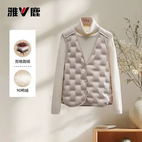 雅鹿2025冬季女士轻薄马甲短款修身防寒保暖时尚好看内搭羽绒正品商品大图