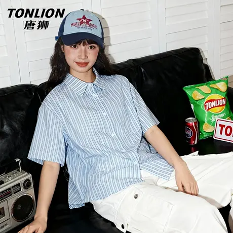 唐狮官方短袖衬衫女2026新款夏季女士韩系学院风百搭衬衣外套女VB商品大图