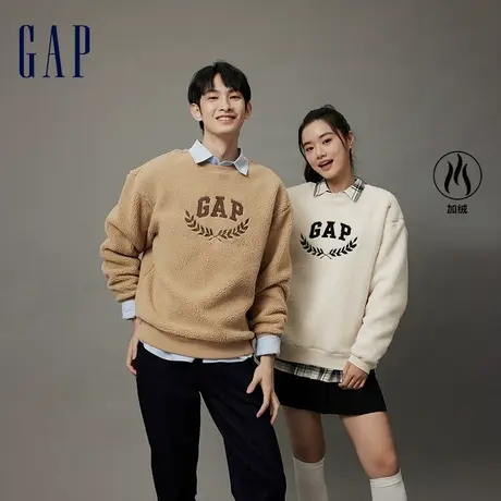 【蜜蜂惊喜社双11】Gap男女装秋冬2023新款仿羊羔绒卫衣762596图片