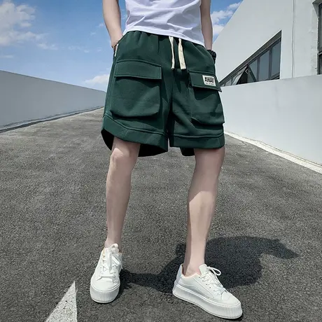 夏季时尚潮男个性大口袋五分裤宽松帅气中裤工装裤潮牌潮流卫裤商品大图